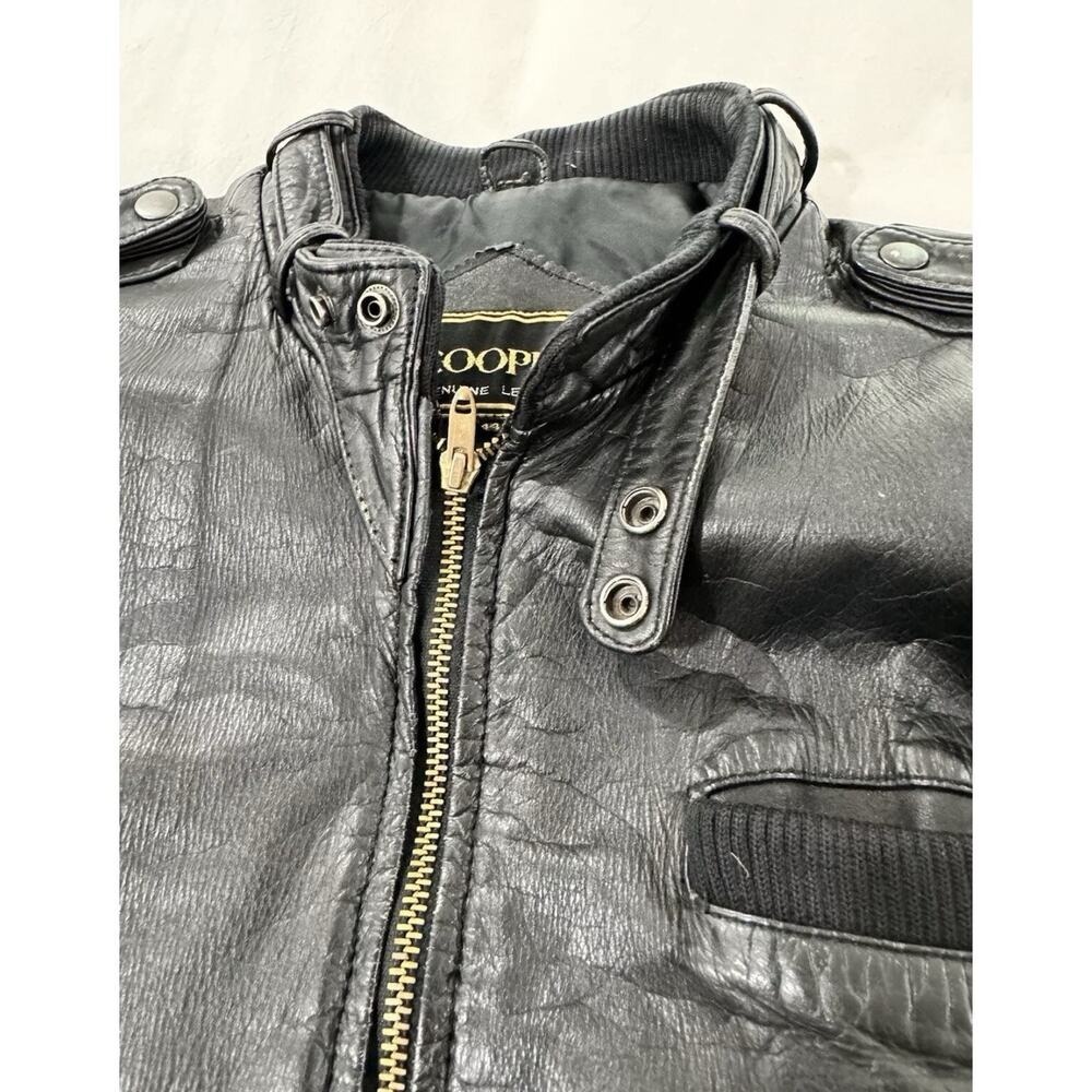 Cooper Collection Bomber Cafe Racer Biker Leather Black Jacket Size Men's 44 - Picture 9 of 16
